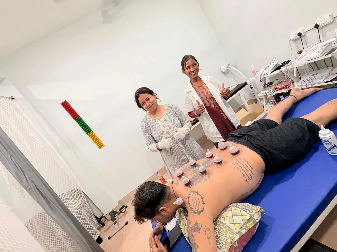 Wet cupping treatment at the clinic